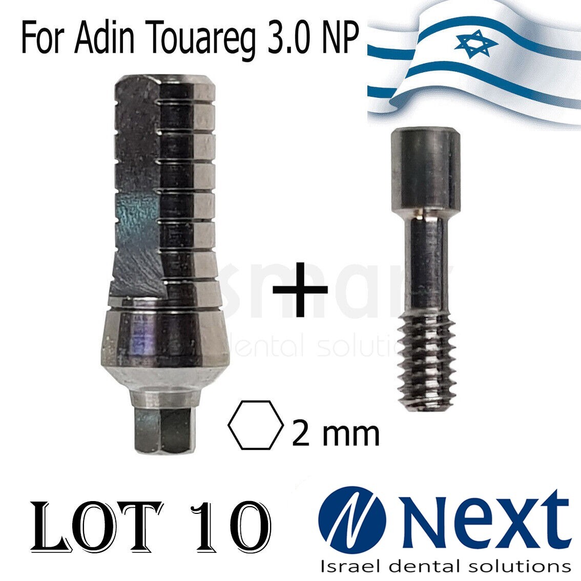 Lot x10 Straight abutment Adin Touareg Close Fit NP 3.0 2.0mm hex
