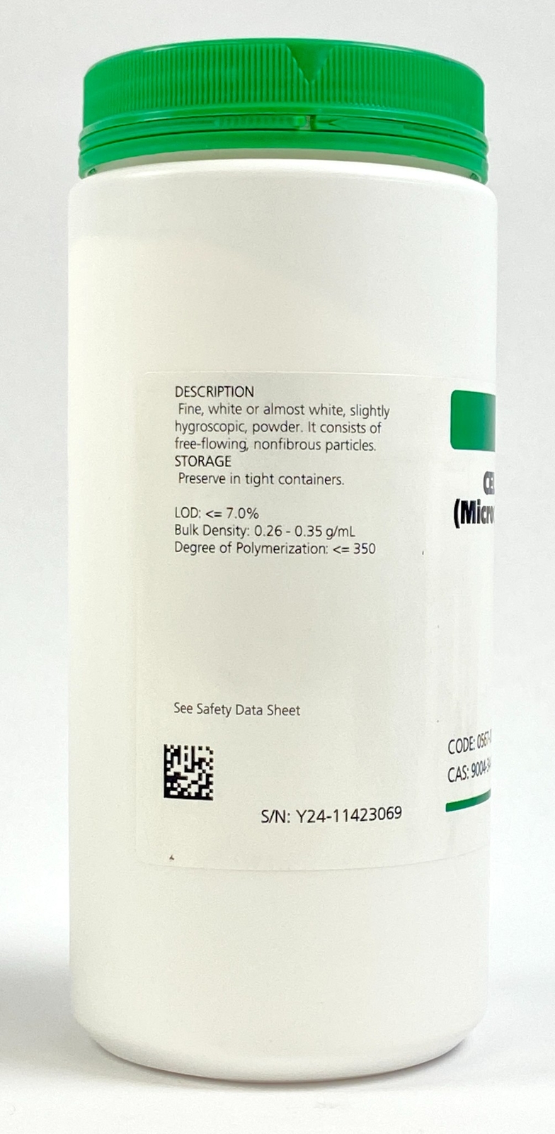 Medisca Cellulose NF/EP Microcrystalline Flocel 101 500g USP Grade