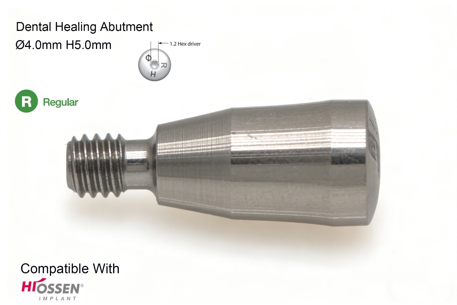 US Hiossen Regular Conical implants Healing Cap Abutment ∅4.0mm/H5.0mm Ti Dental
