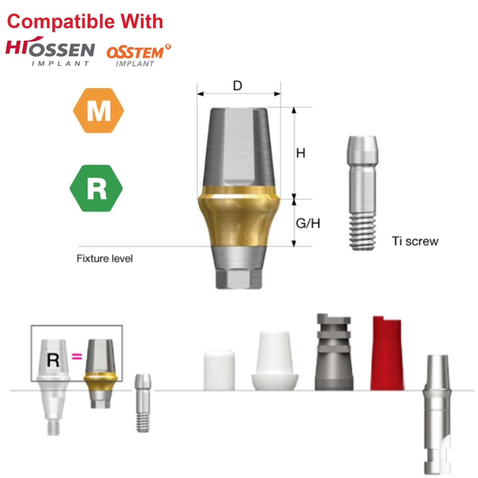 US Titanium Straight Transfer Hex Abutment Fit Hiossen ET/Osstem TS Mini/Regular