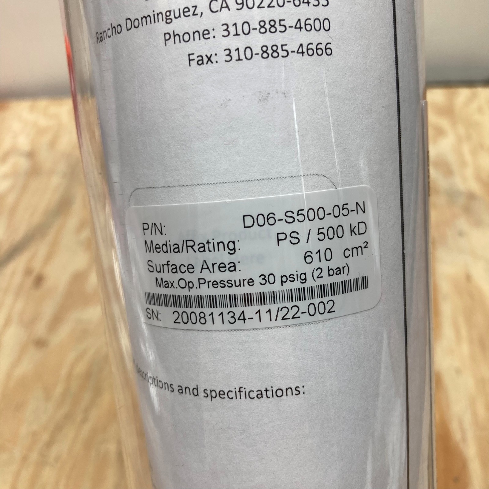 New Repligen MidiKros Hollow Fiber Filter PS 500kD D06-S500-05-N