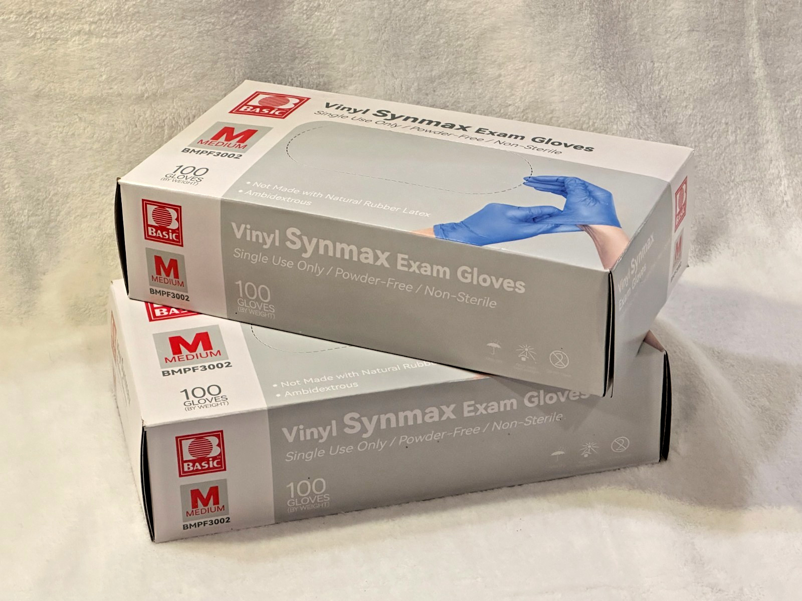 Set of 2 Boxes (200) Vinyl Disposable Exam Plastic Gloves – Powder & Rubber Free