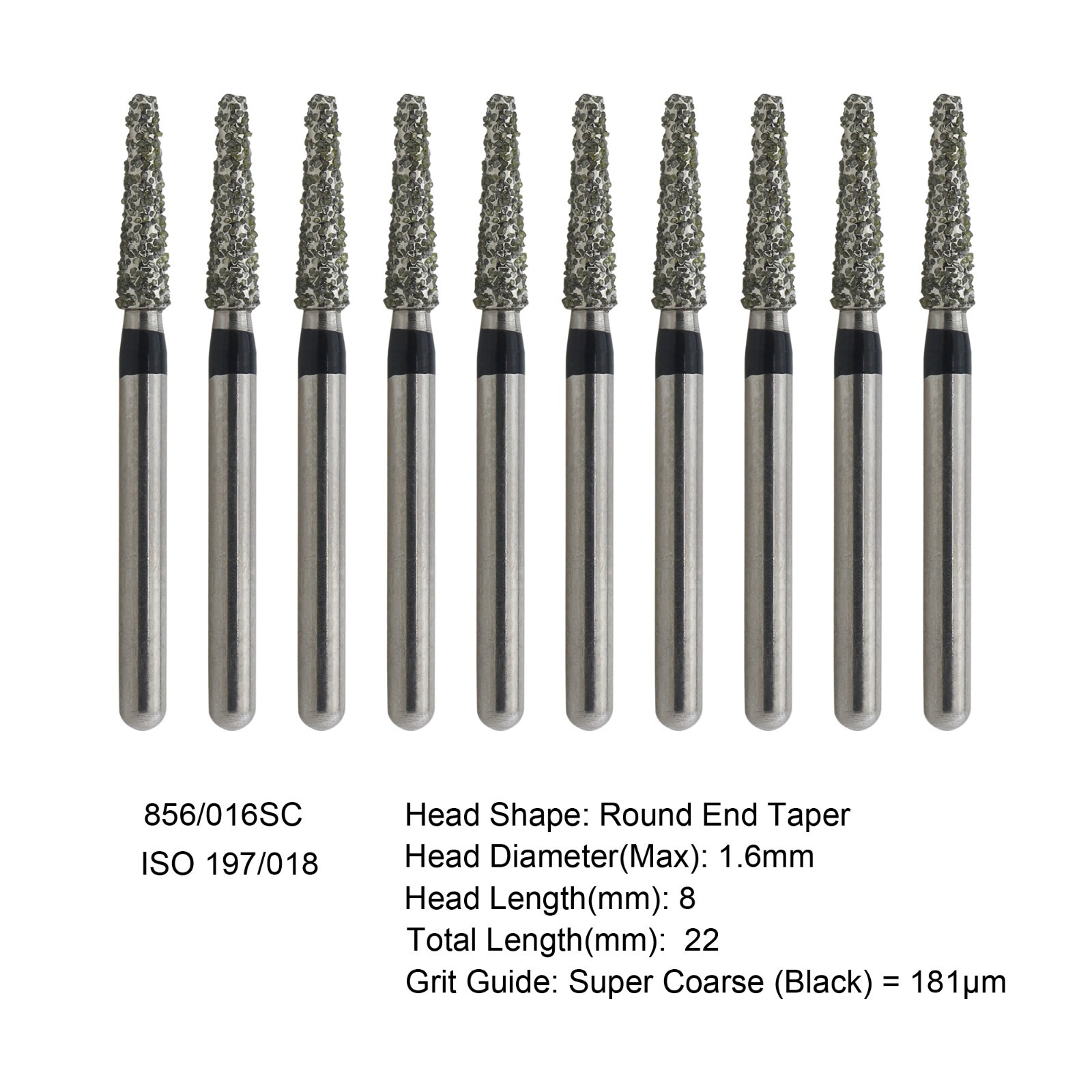 Dental Diamond Burs FG Round End Taper Pear Football Fine Coarse Grit 850 856
