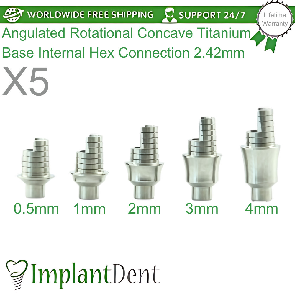 5x Angulated Rotational Concave CAD/CAM Ti-Base Dental Int Hex Connection 2.42mm