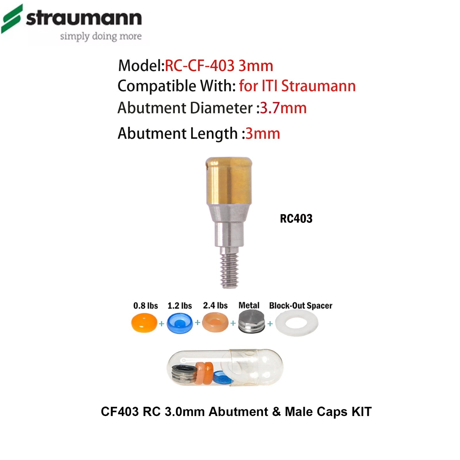 Locator Attachment Abutment for Straumann ITI BLT Implants Locator Male Cap Tool