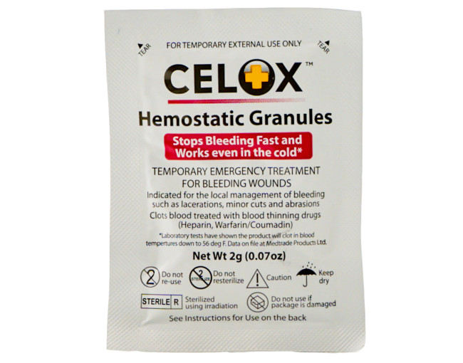 CELOX First Aid Hemostatic Granules for Wounds Stops Bleeding Fast 2g