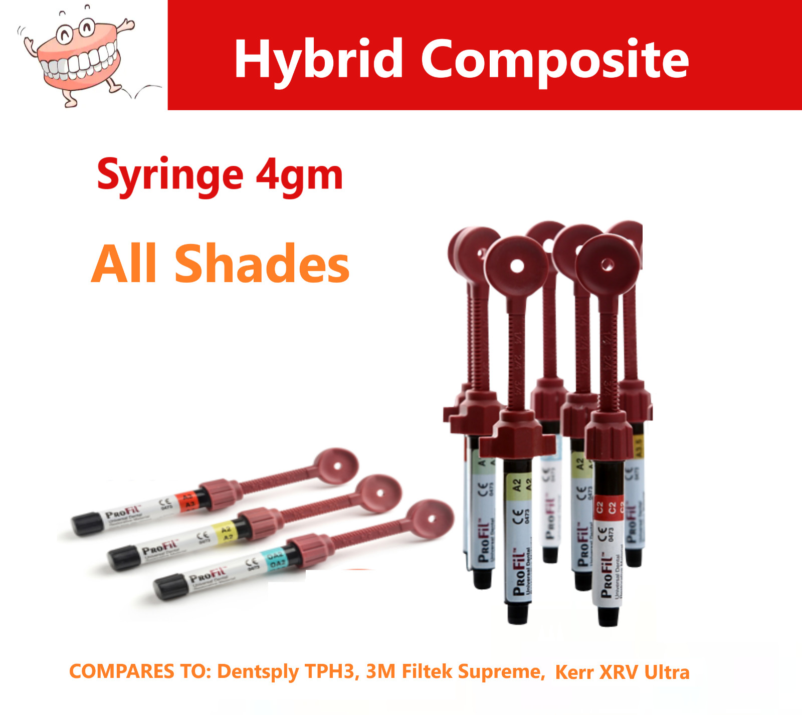 Dental Silmet ProFil Micro Hybrid Composite Restorative All Shades – Syringe 4g.