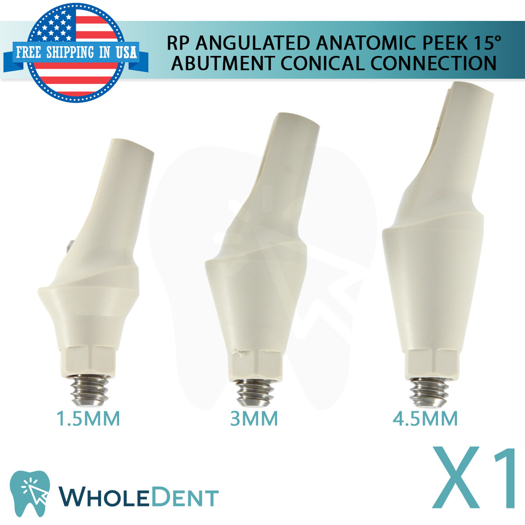 RP Conical Connection Angulated Anatomic PEEK Abutment 15° Dental Implant