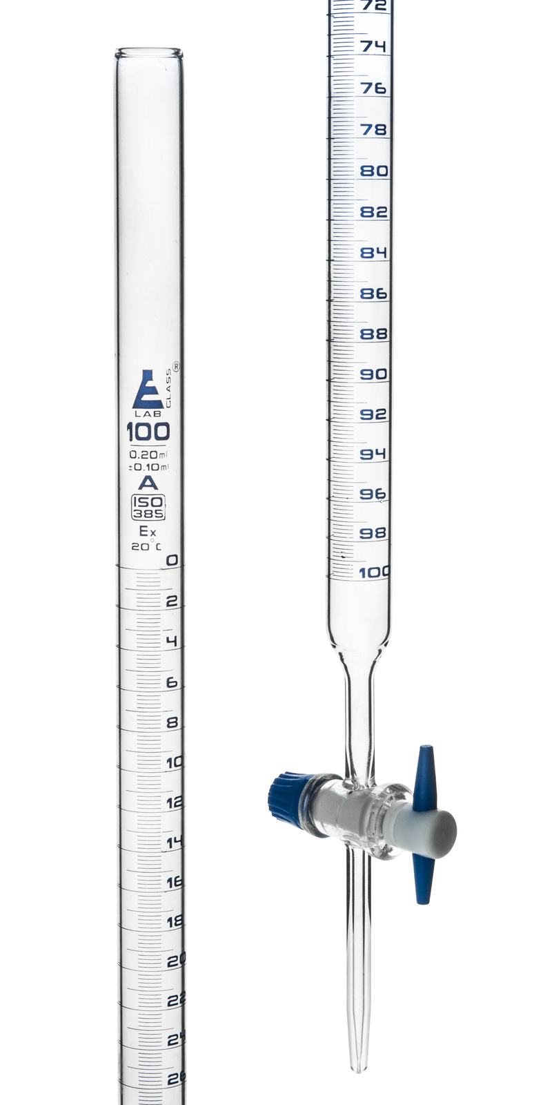 Eisco Labs Burettes – PTFE Key stopcock, Class ‘A’, Capacity 100ml – 0.20ml