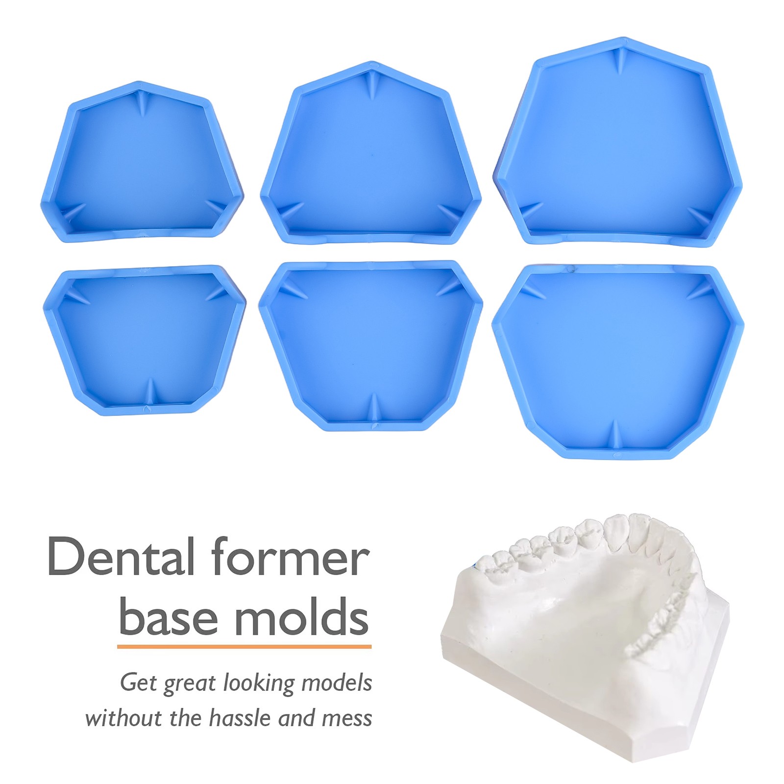 6pcs/1 Set Large/Medium/Small Lab Model Former Base Molds with Notches Red USA