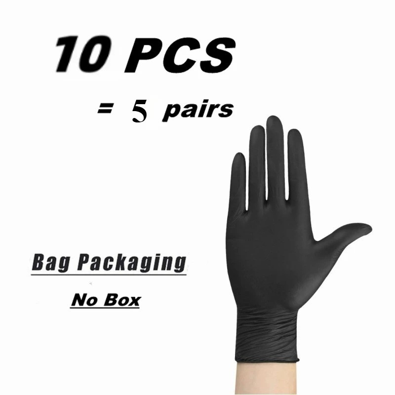 10/20/50/100PCS Black Nitrile Gloves Disposable Latex Free Work Cleaning Beauty