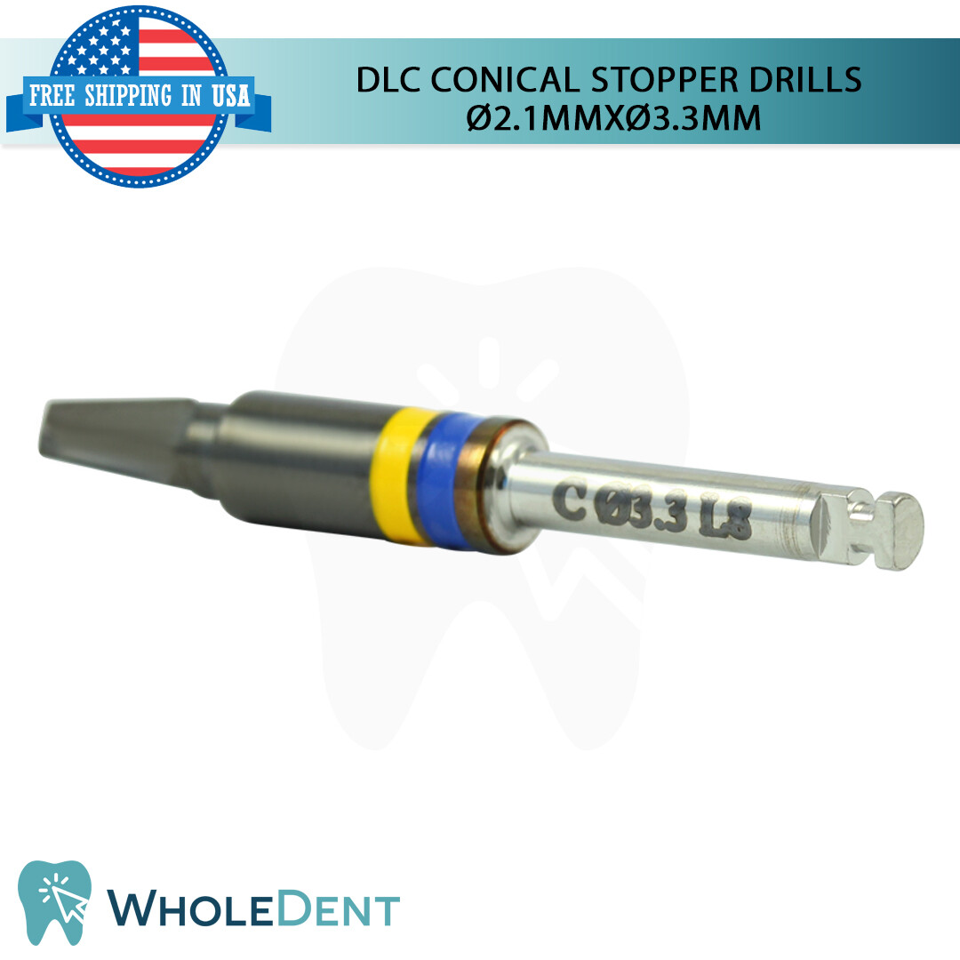 DLC Conical Integral Stopper Drill Ø2.1XØ3.3 Dental Im plant Tool Instrument