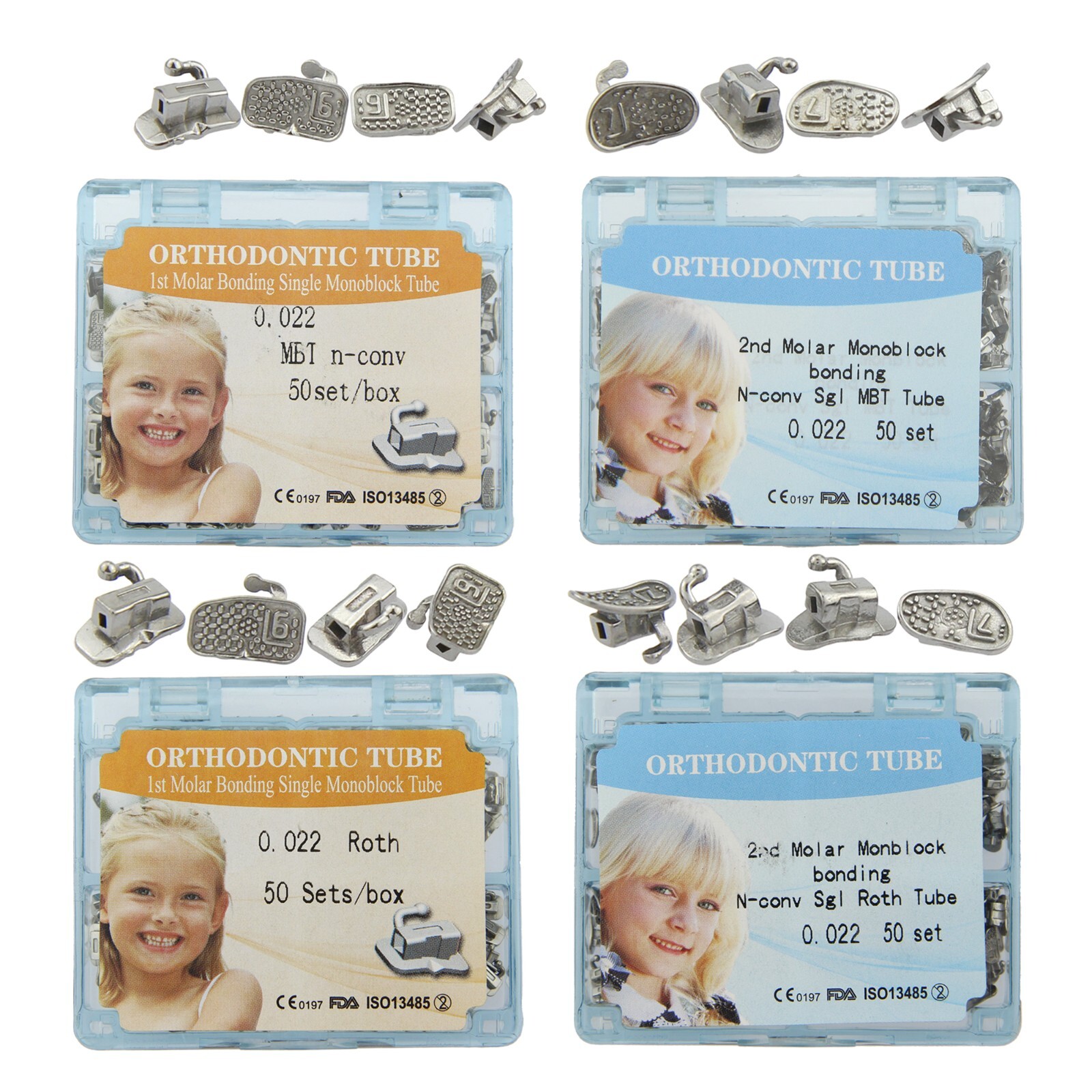 Dental Orthodontic Buccal Tubes 1st 2nd Molar Bracket Roth MBT 022 Bondable Mesh