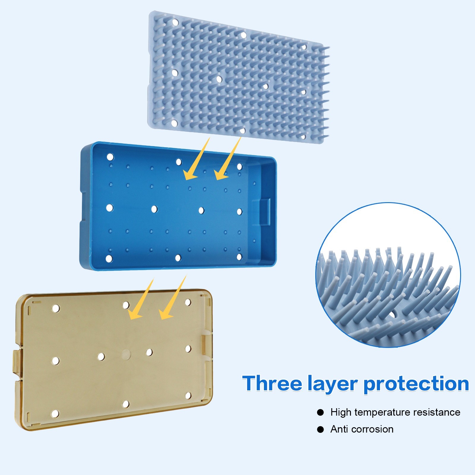 Small Size Autoclave Sterilization Tray Surgical Instrument Sterilization Box US