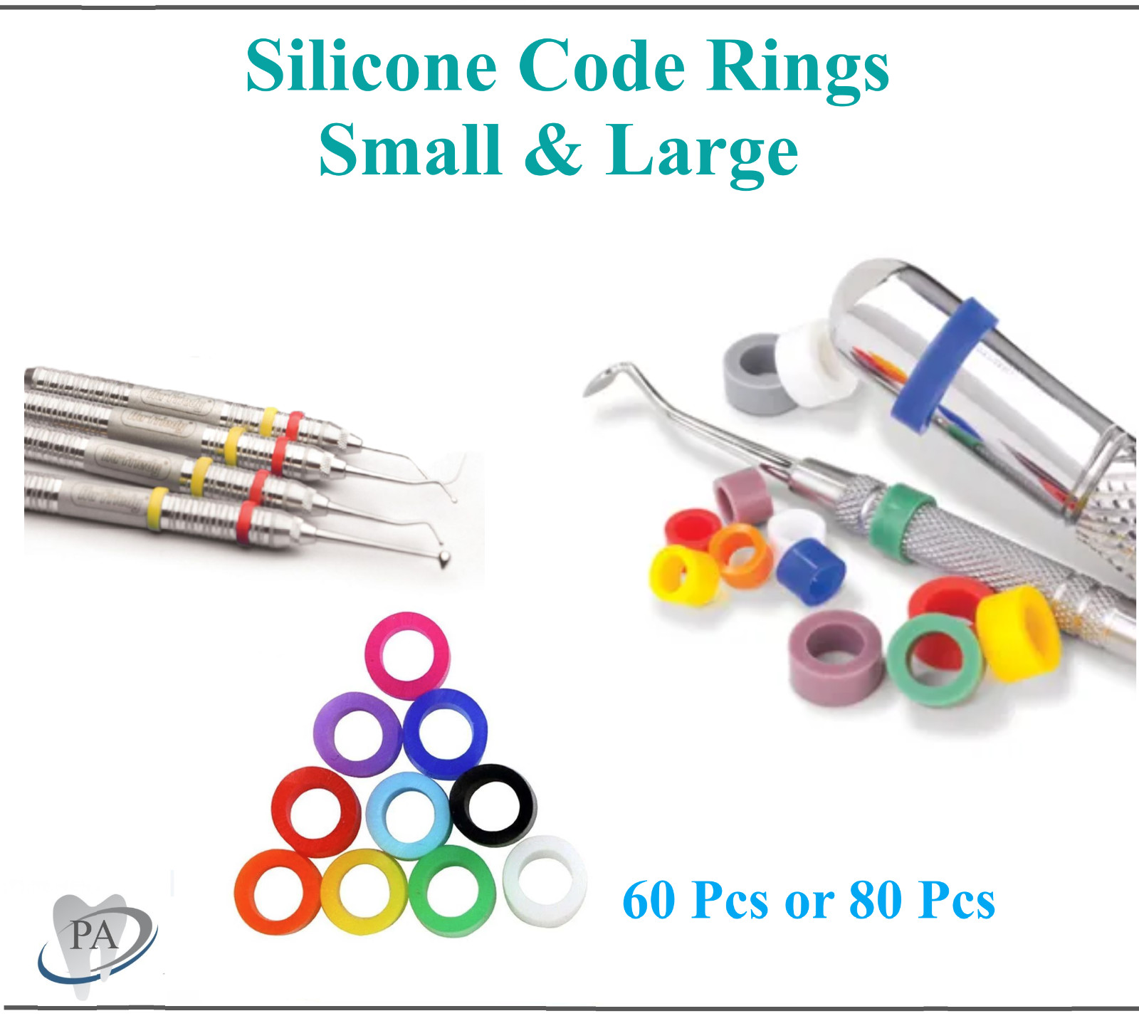 Dental Instrument Silicone Color Code Rings Small(60pc)/Large(60pc) Autoclavable