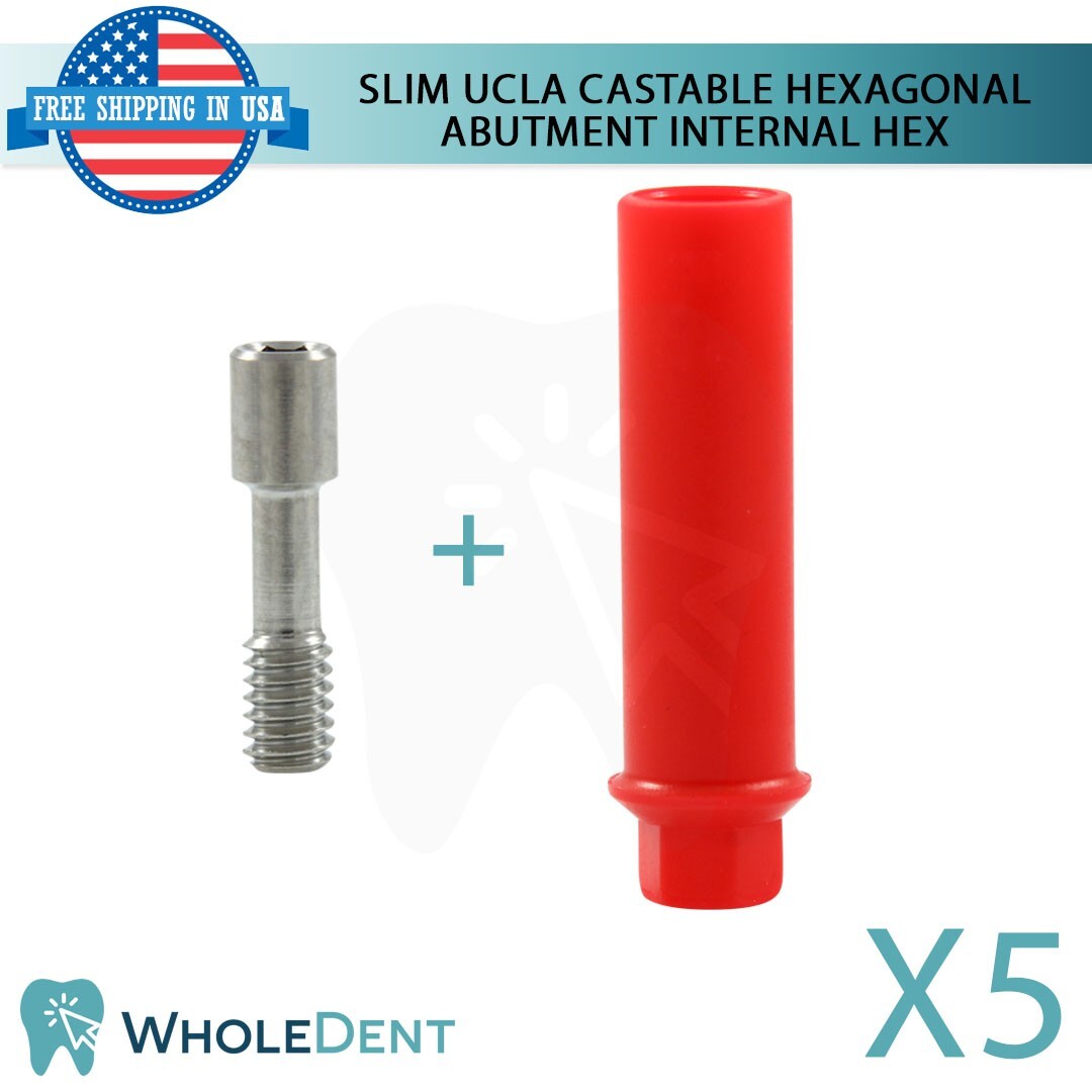 5x UCLA Castable Anti Rotational Abutment Int Hex 2.42 Dental