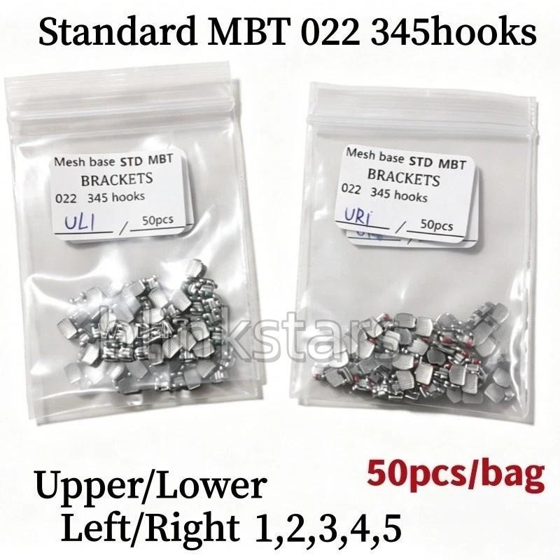50 Pcs/Bag Orthodontic Dental Brackets Braces Standard MBT 022 Slot 345 Hooks