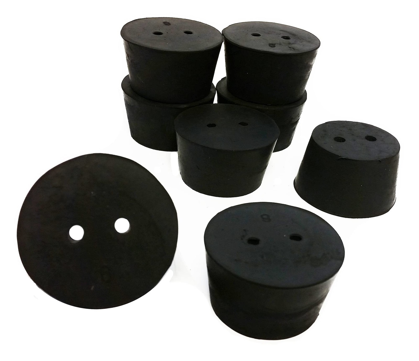 RS92 Size 9 Black Rubber Stoppers Drilled 2Holes Hardware 1Pound Pack