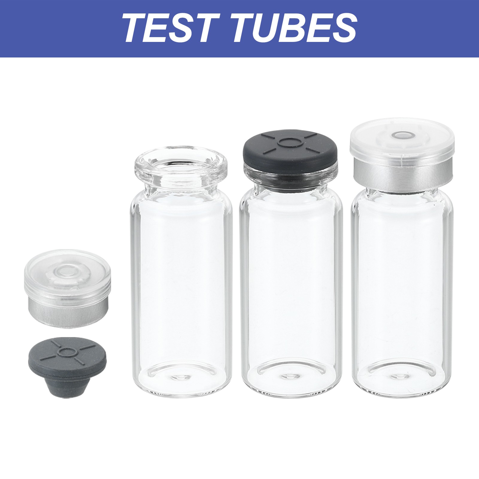 10ml Sample Vials, 20 Pack Lab Empty Vials Borosilicate Glass Vial, Transparent