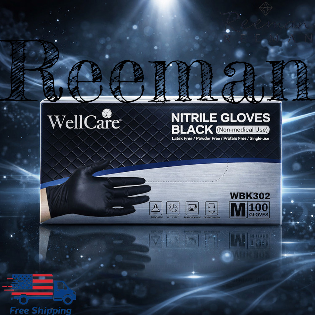 Black Nitrile Disposable Gloves Powder & Latex Free Size M to XL 100 ct