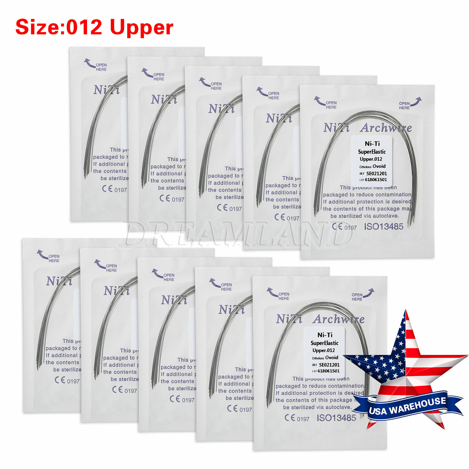 10Packs dental orthodontic super elastic niti round arch wires ovoid 100pcs NEW