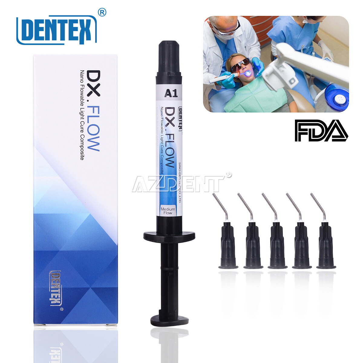 Dentex Dental Flowable Light Cure Composite Resin A1 Medium Flow 3g/Syringe