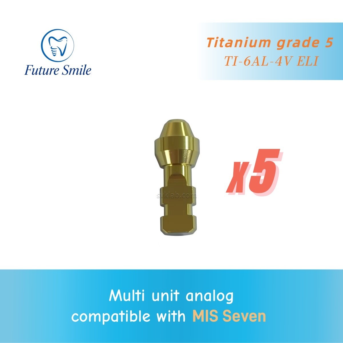5pcs Multi Unit Analog compatible MIS Seven for Dental Lab replica