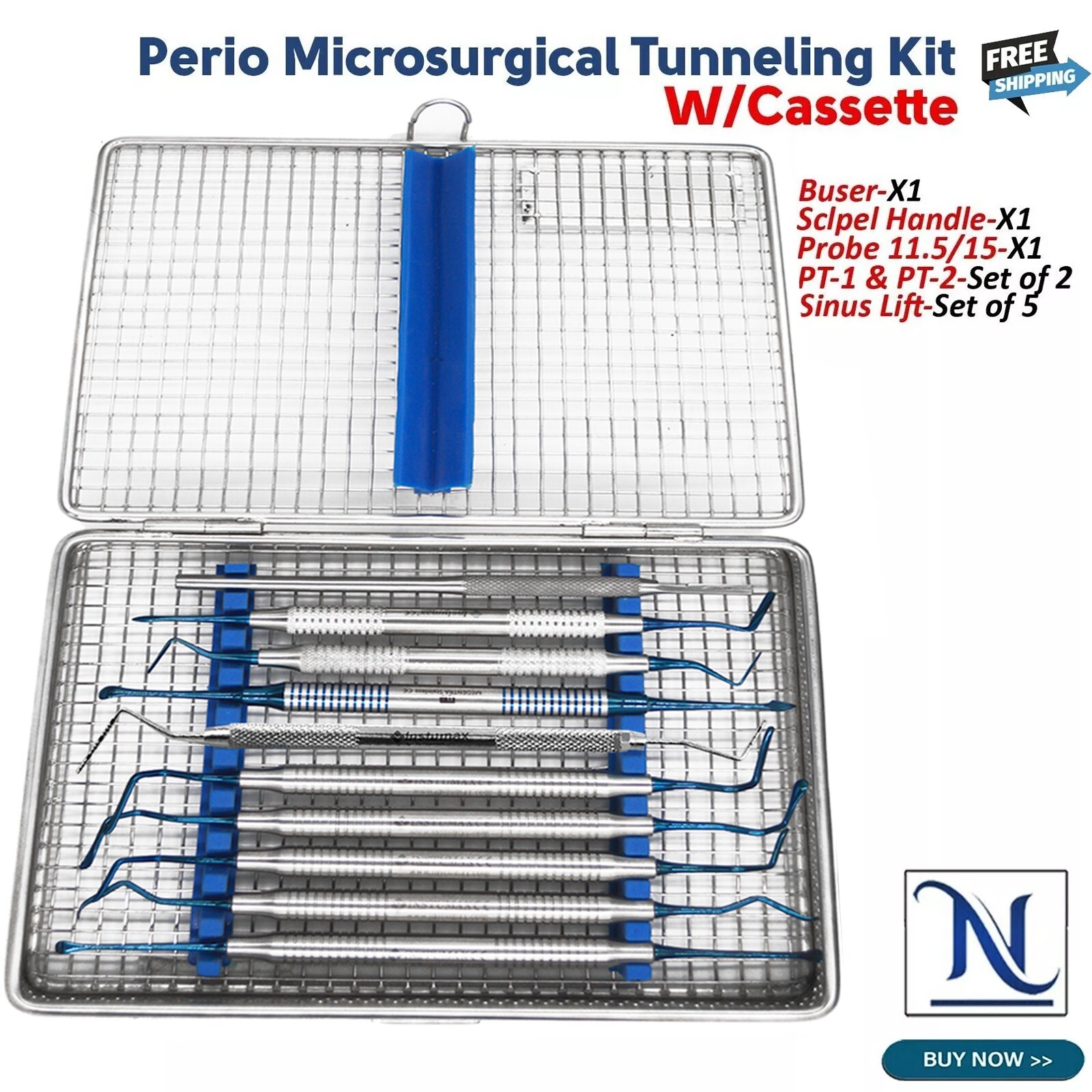 Mauri Perio Vista Tunneling Procedure Kit Dental Implant Surgical Instruments
