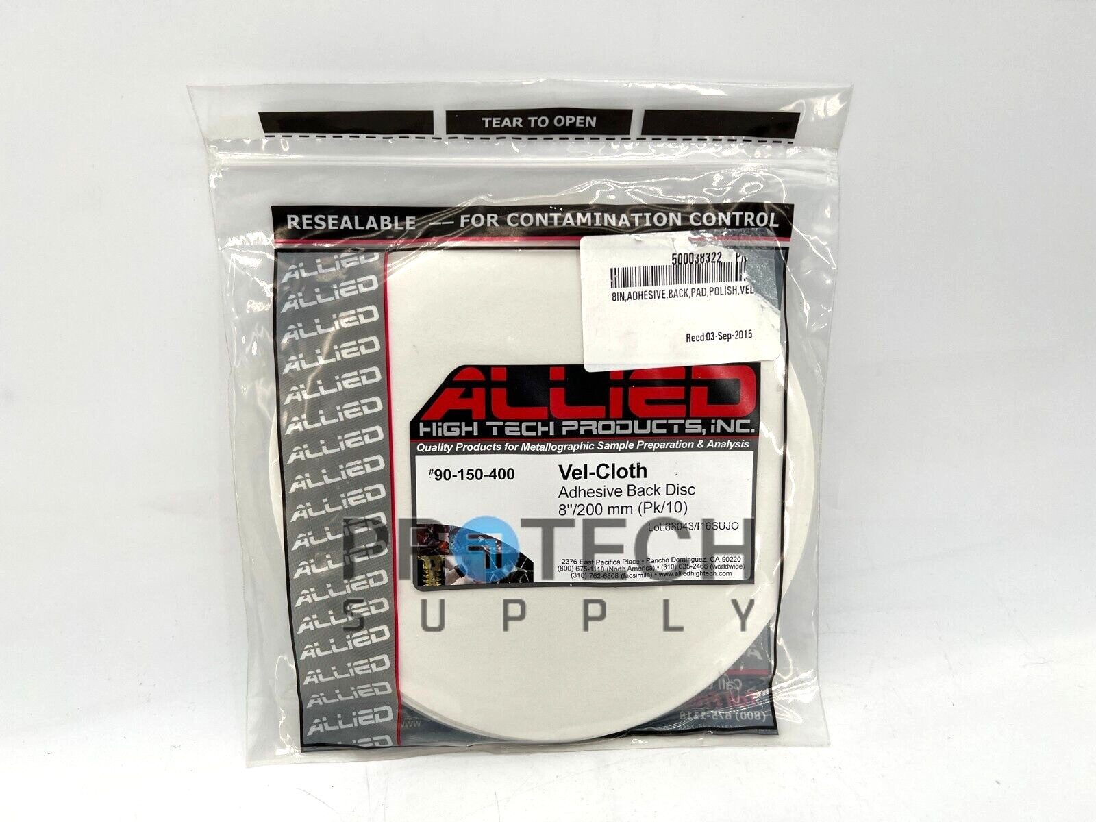 10/Pk Allied 90-150-400 Vel-Cloth Polish Pad Adhesive Back Disc 8″ NEW