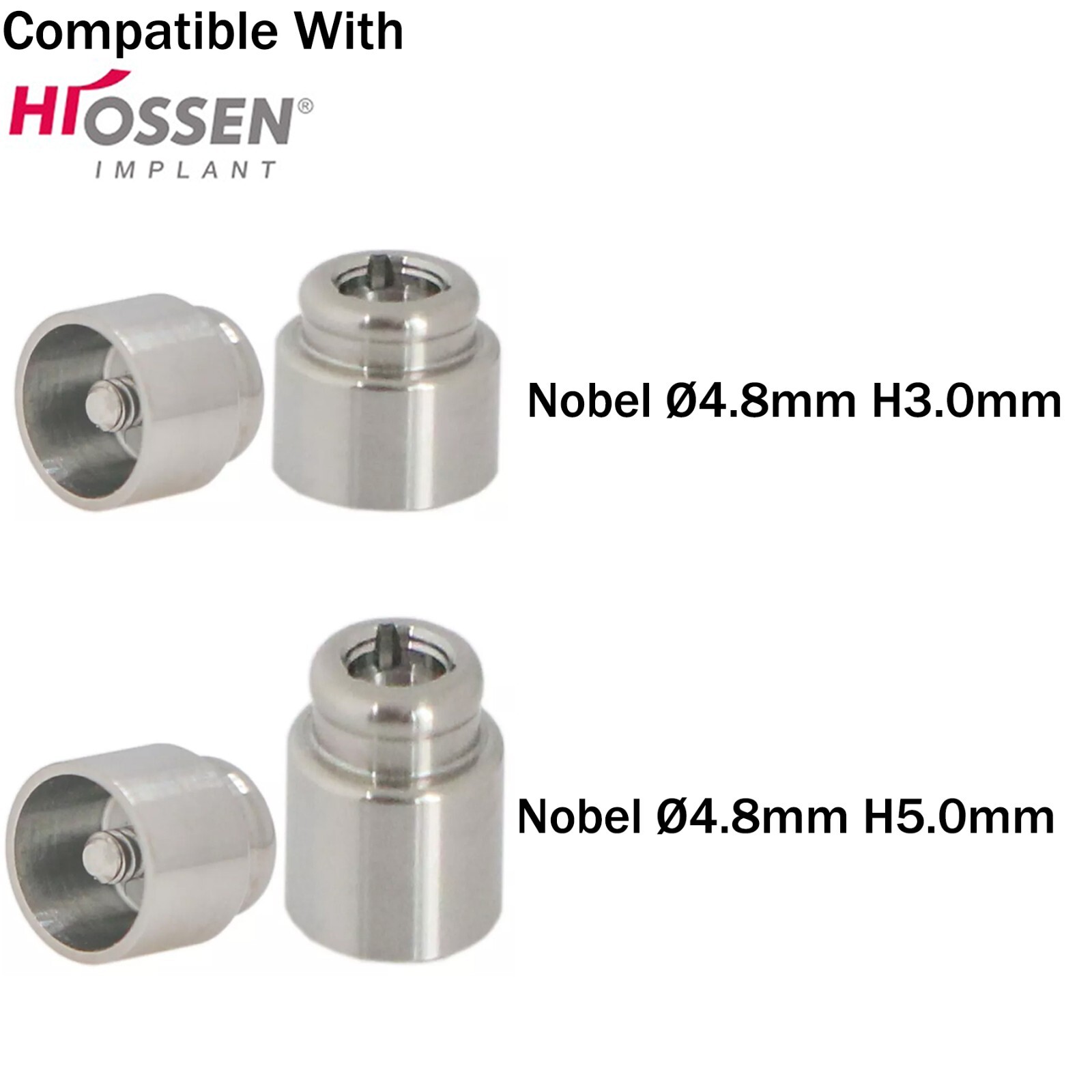 Implant Multi-Unit Locator Abutment ∅4.8mm& Male Caps fits Hiossen Nobel Active