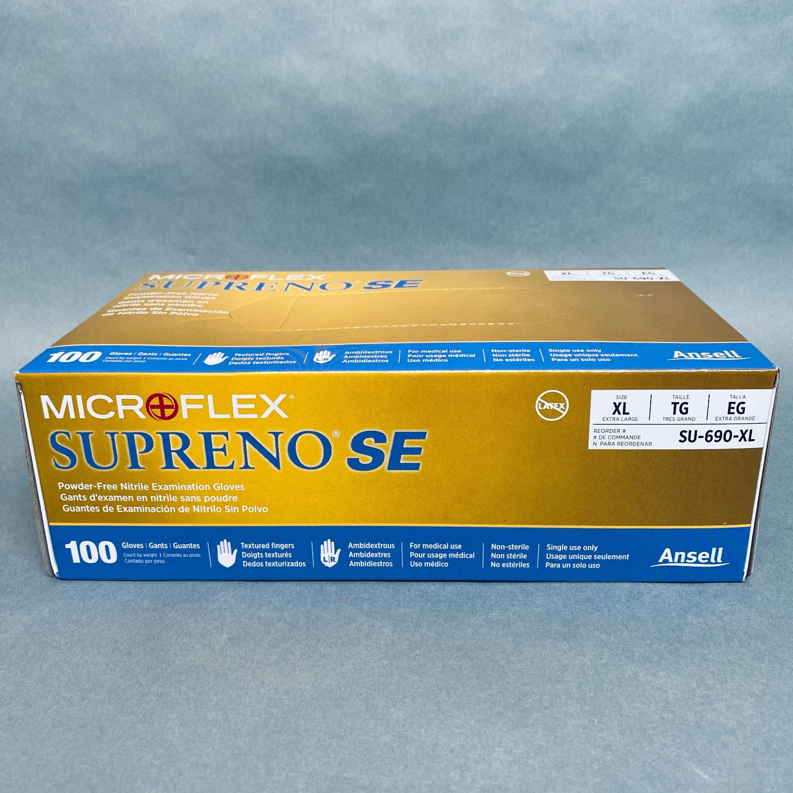 Ansell Microflex Nitrile Gloves XL Supreno EC Powder Free 10 Boxes of 50 Each