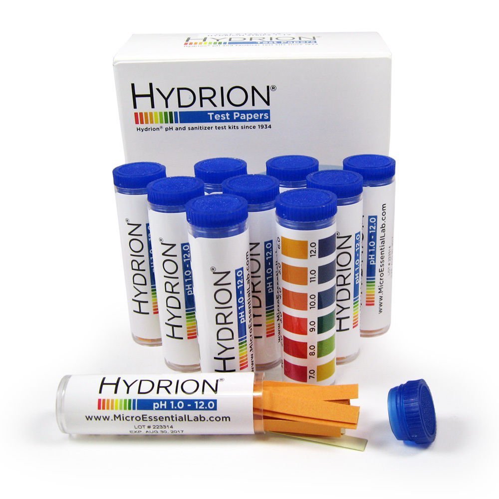 Box 10 Vials pH Strips Papers 1-12 range 100 ea Test Acid Alkaline Business LAB