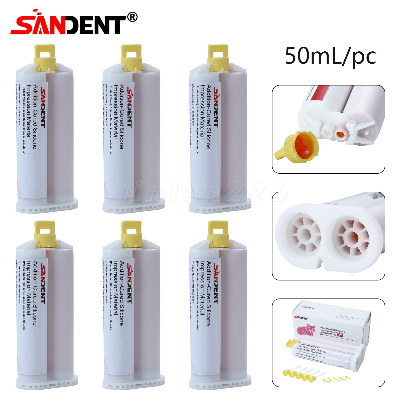 6 x Light Body Fast Set Dental VPS Impression Material, 50ml PVS