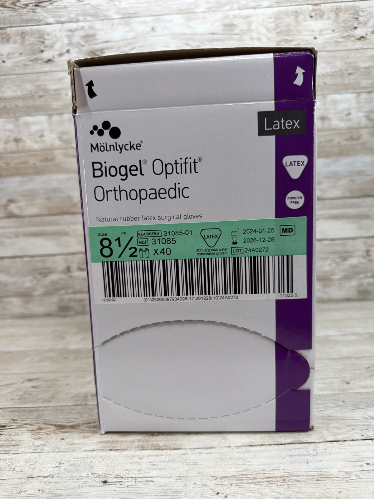 Biogel Optifit Orthopaedic LATEX Surgical Gloves *40 Pair* Size: 8.5 Exp: 12/26