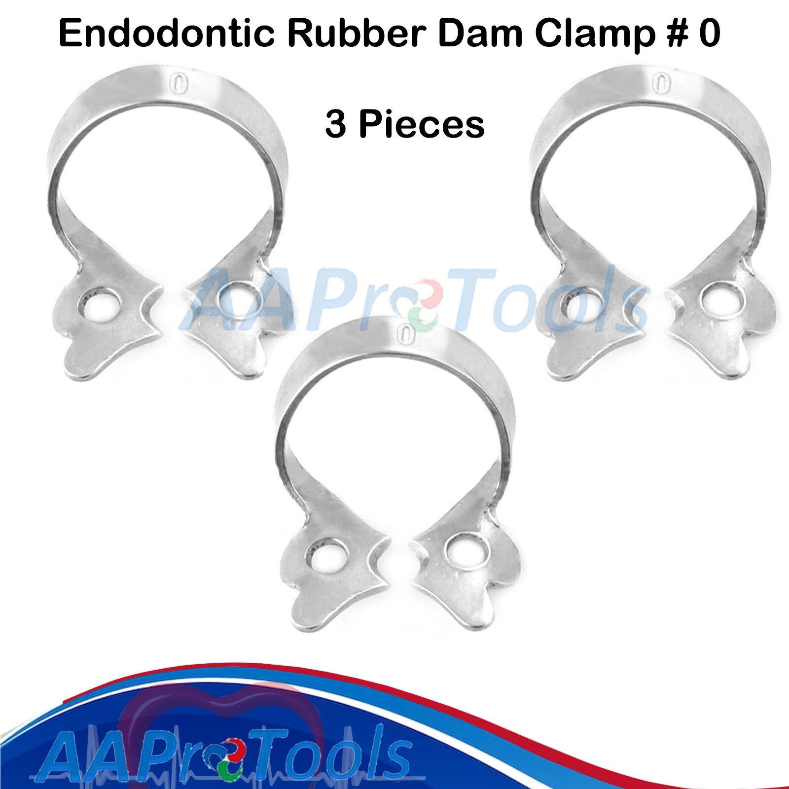AA Pro: 3 PC Endodontic Rubber Dam Clamp #0 Surgical Dental Instruments