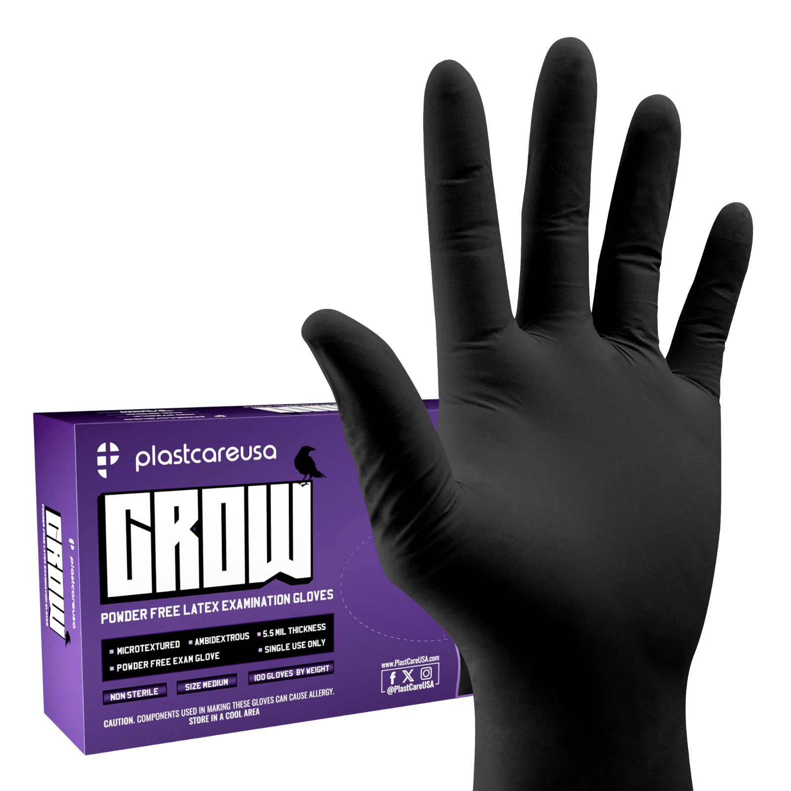 1000 Black Latex Gloves – Medium 5.5 mil Exam Disposable Powder Free Medical