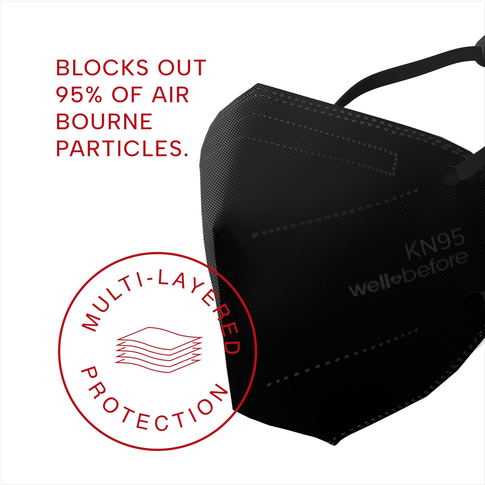 KN95 Disposable | Individually Wrapped 5-layer Protection with Adjustable Hea…