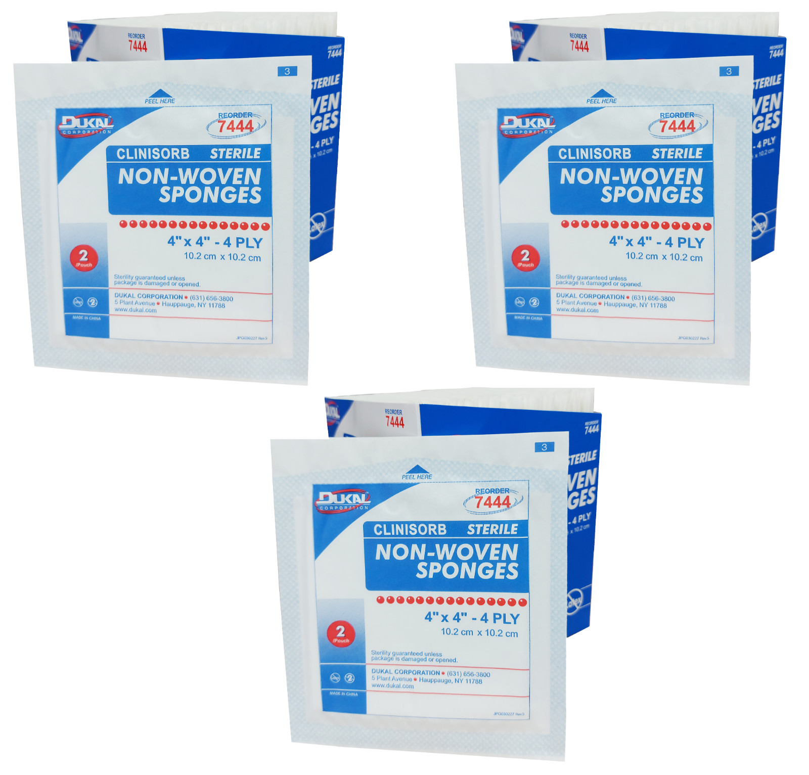 Non-woven Sponges Sterile/Disposable 4×4 4Ply, 7444, Dukal (3 Packs)