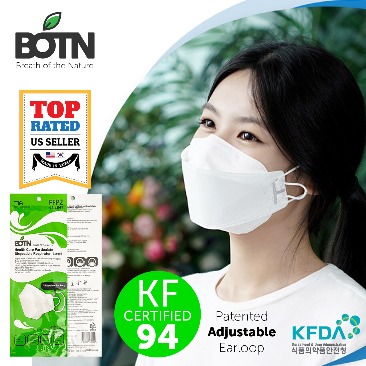 2 PACK KF94 WHITE Protective Face Mask Adult Size KFDA Certified Made In Korea
