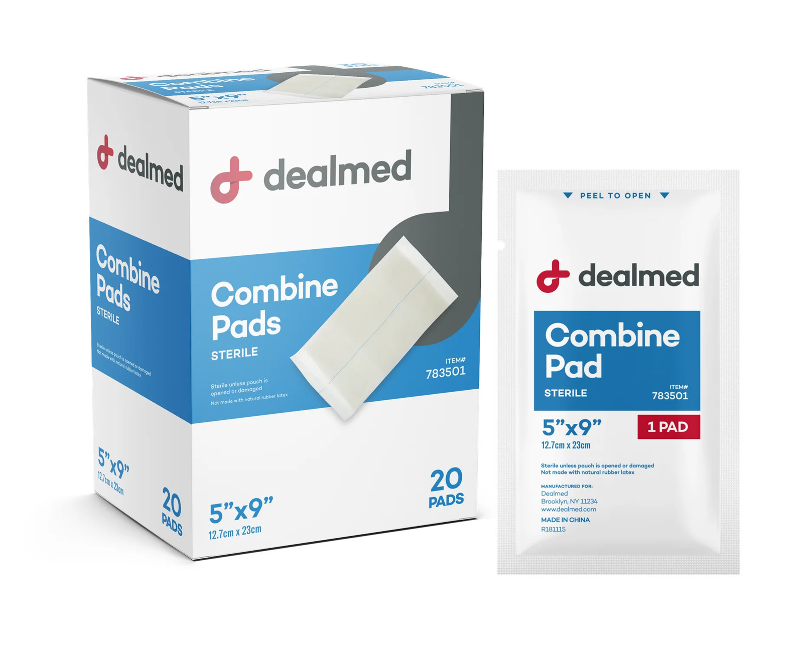 Dealmed Abdominal Combine Pads | Individually Wrapped, Absorbent, Latex-Free, No