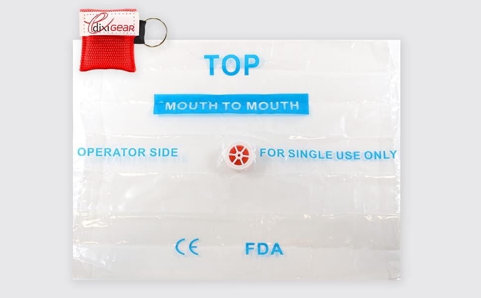 100 CPR Mask with Keychain Face Shield – RED