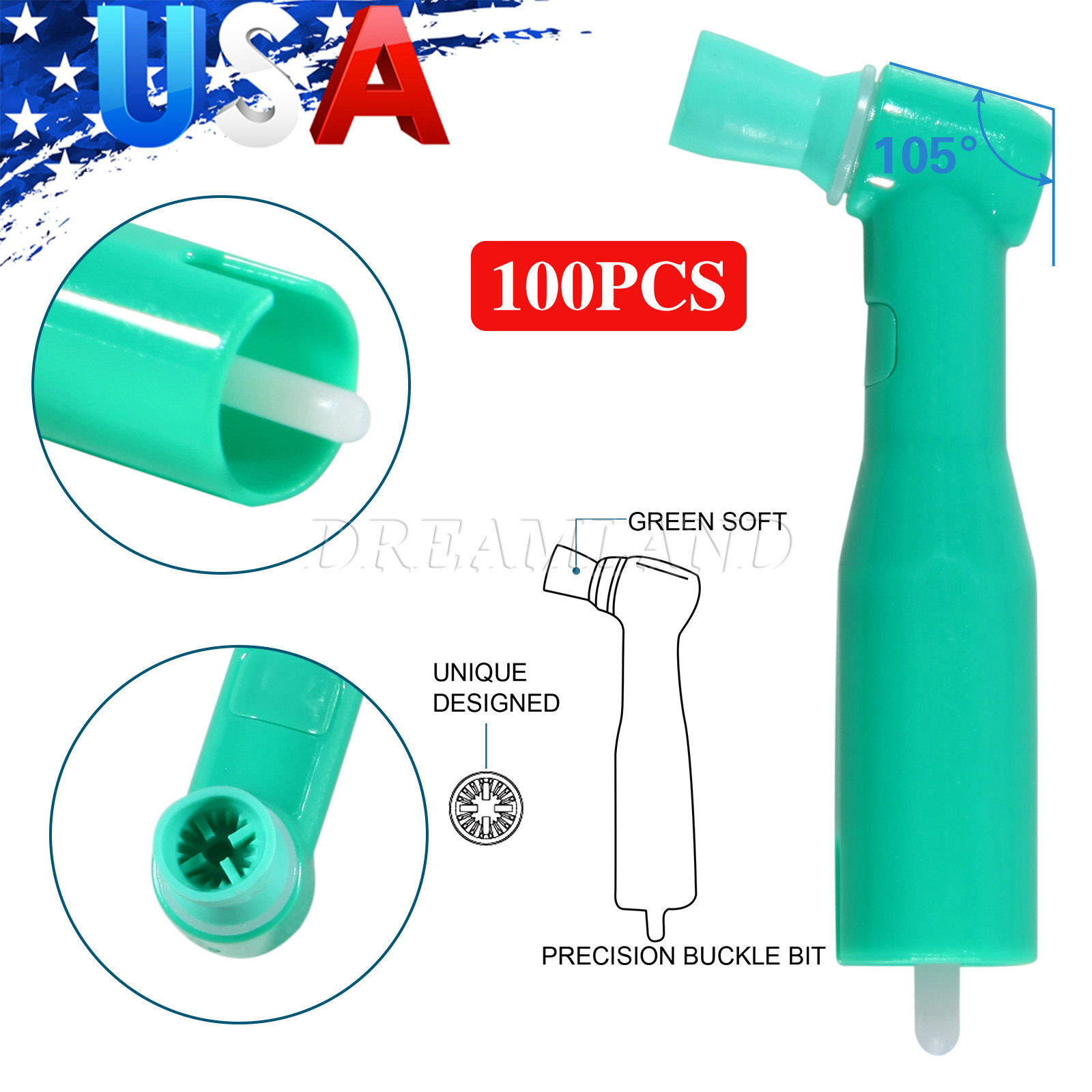 100 dental disposable prophy angles soft cup latex free