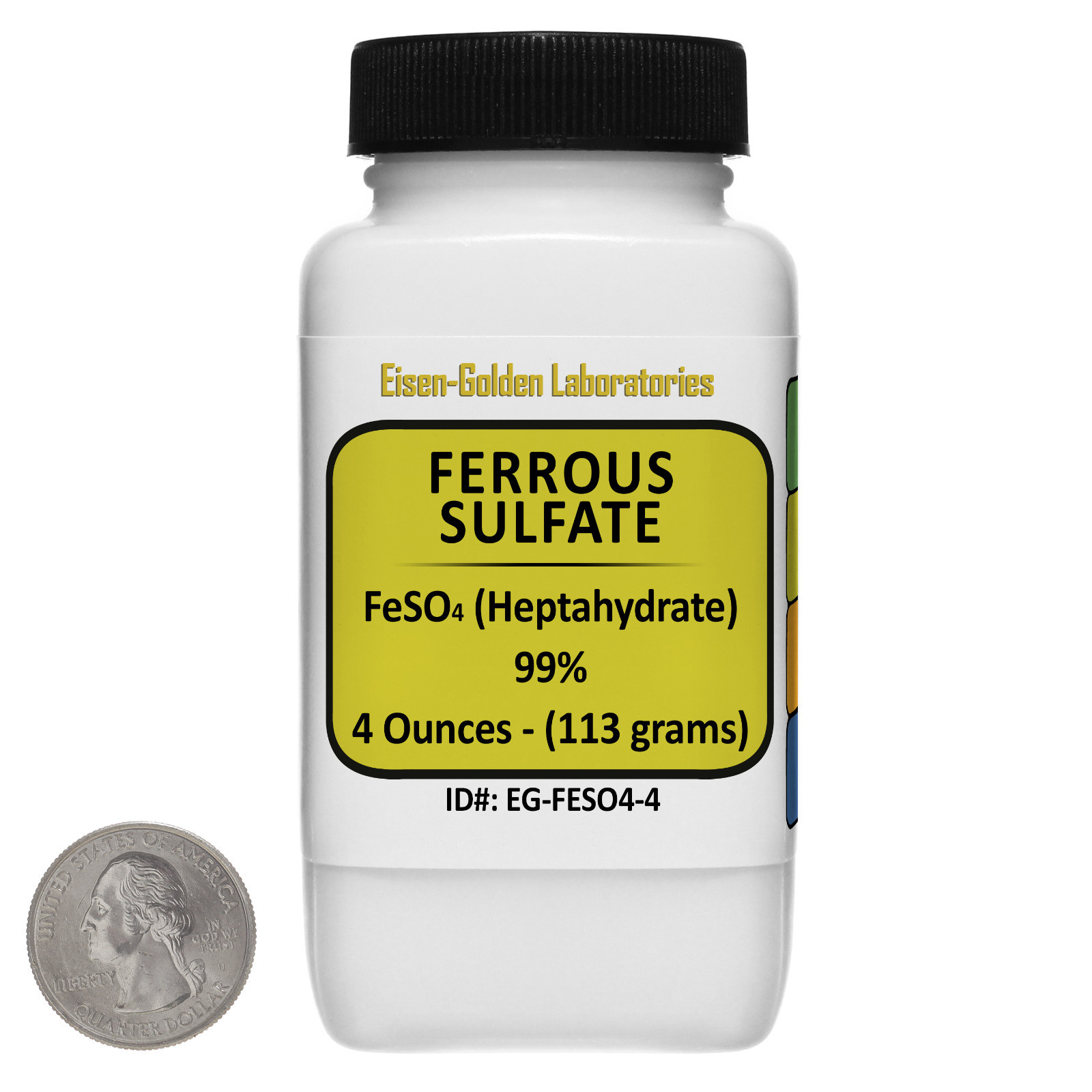 Ferrous Sulfate [FeSO4] 99% ACS Grade Powder 4 Oz in a Space-Saver Bottle USA