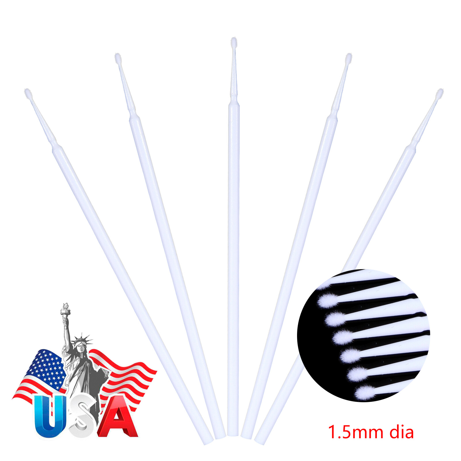 Dental Micro Applicator Brush Disposable Makeup Eyelash Brushes White 1.5mm