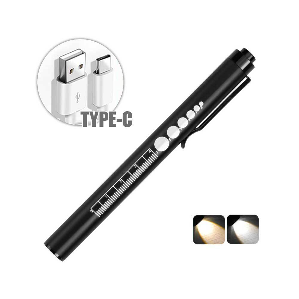 USB Rechargeable Medical Handy Pen Light Mini Nursing Flashlight LED Torch Lamp