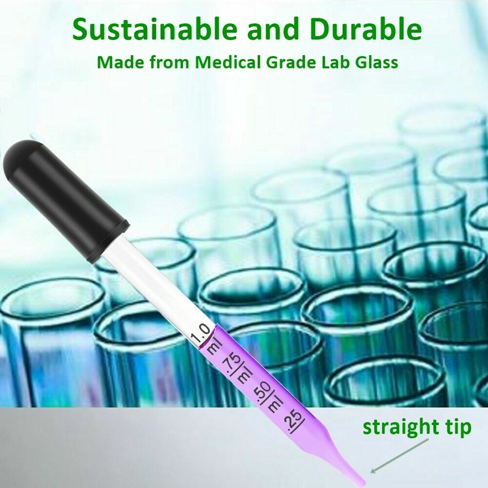 Lot of 12 24 48 and 96 Oils Medicine Art Eye Dropper Graduated 3″ Straight Tip