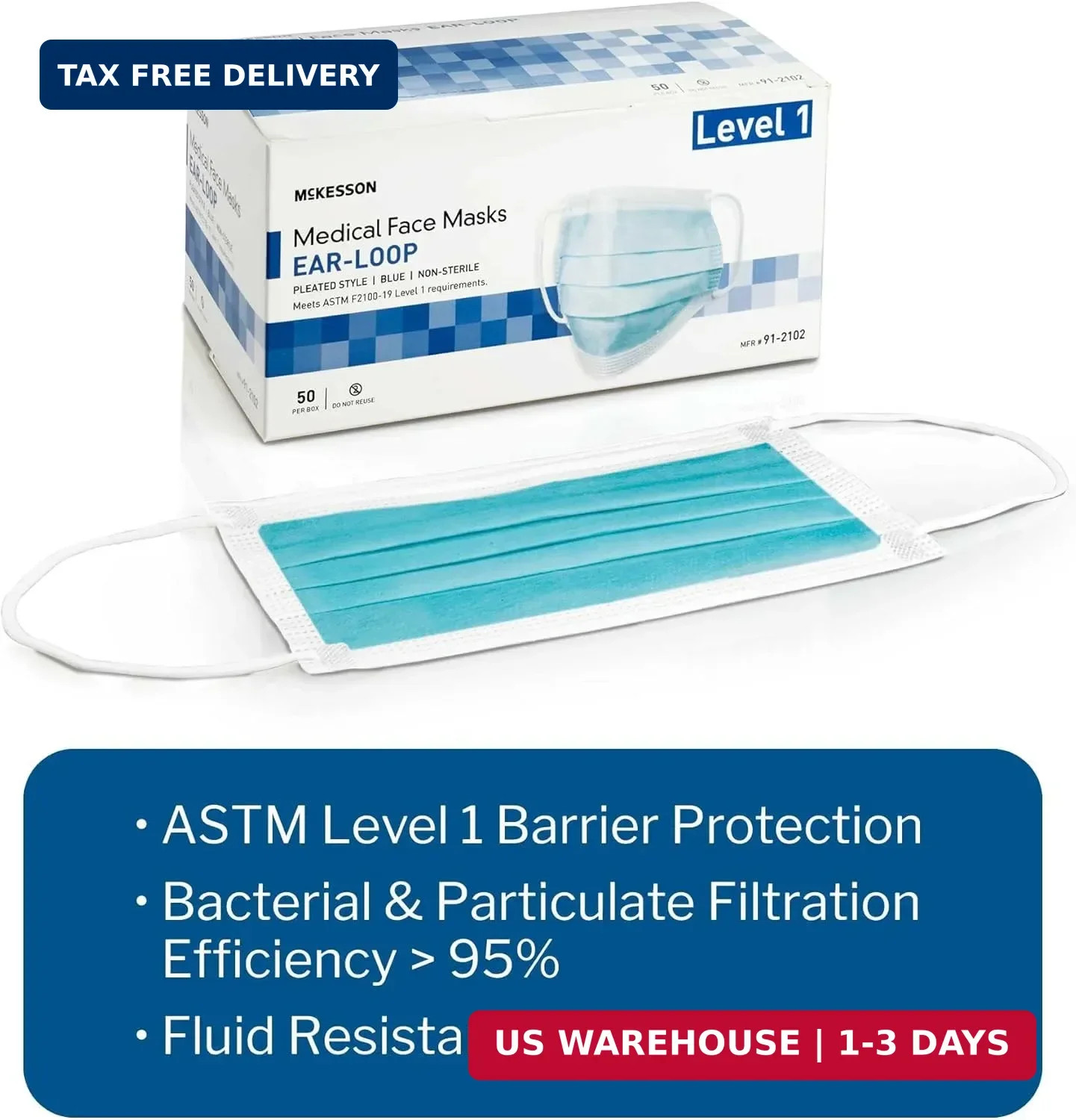 McKesson Procedure Mask Pleated 91-2102
