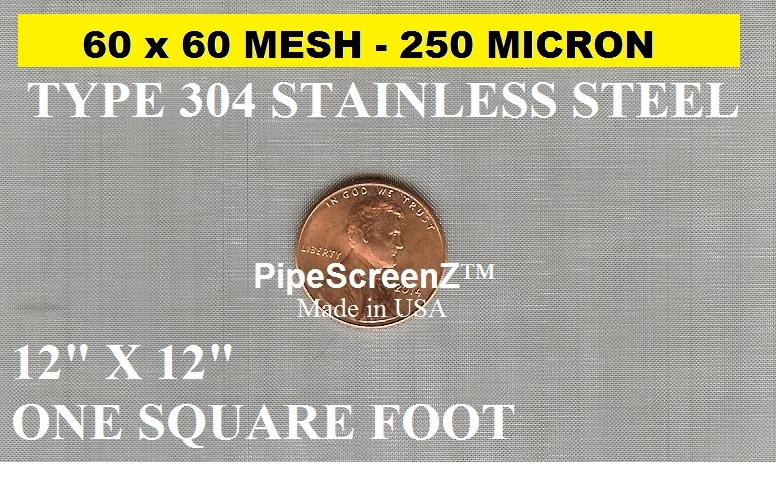 12″x12″ 60 MESH / 250 MICRON WOVEN WIRE MESH STAINLESS STEEL FILTRATION GRADE