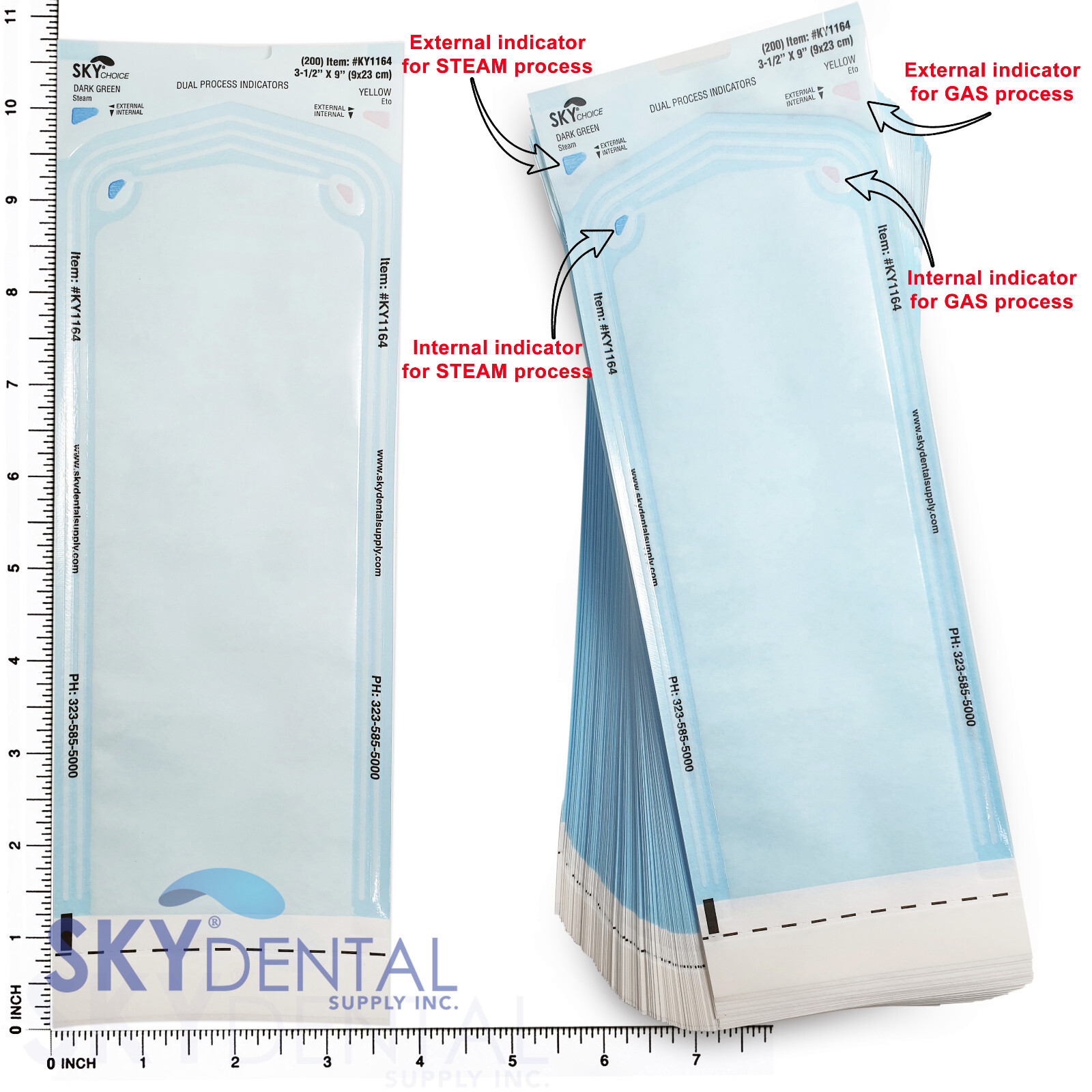 3.5×10 Sterilization Autoclave Pouches Dental Medical Self Seal Pouch up to 7000