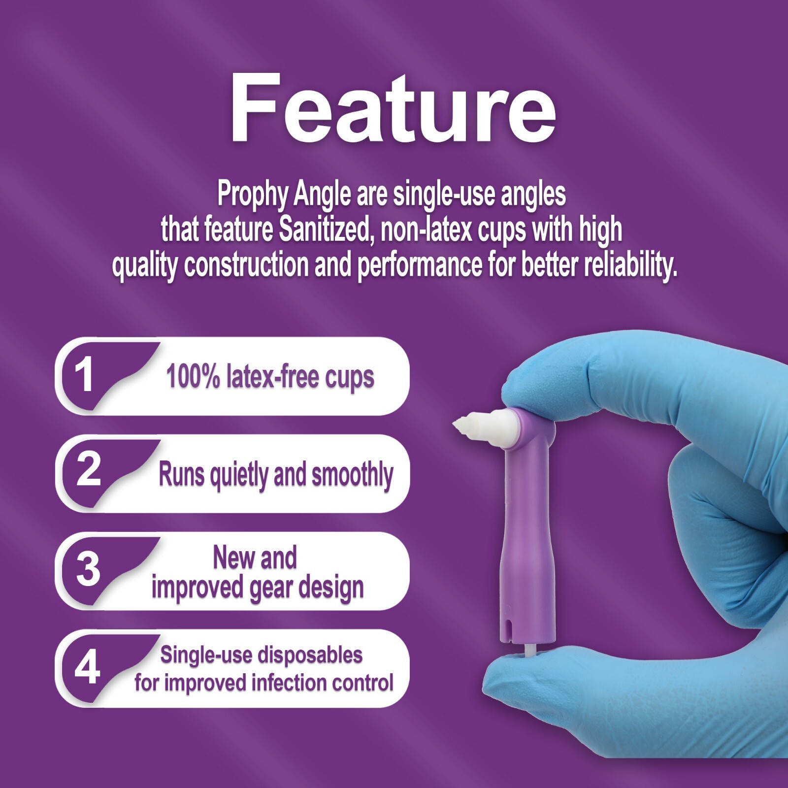 ProAngle Plus Dental Prophy Angle with Tapered Brush 100% Latex-Free, 100PCs